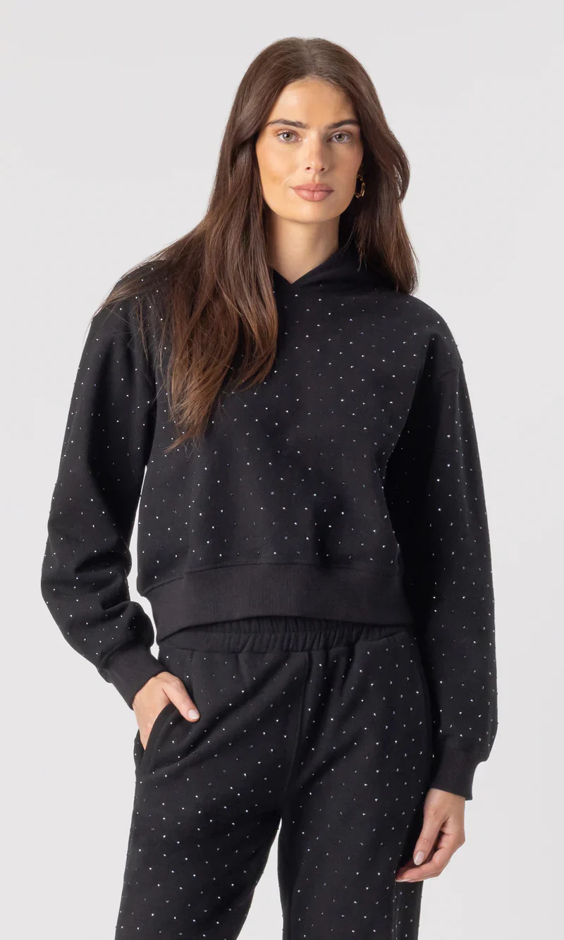 WOMENS BLACK CRYSTAL HOODIE - Image 2