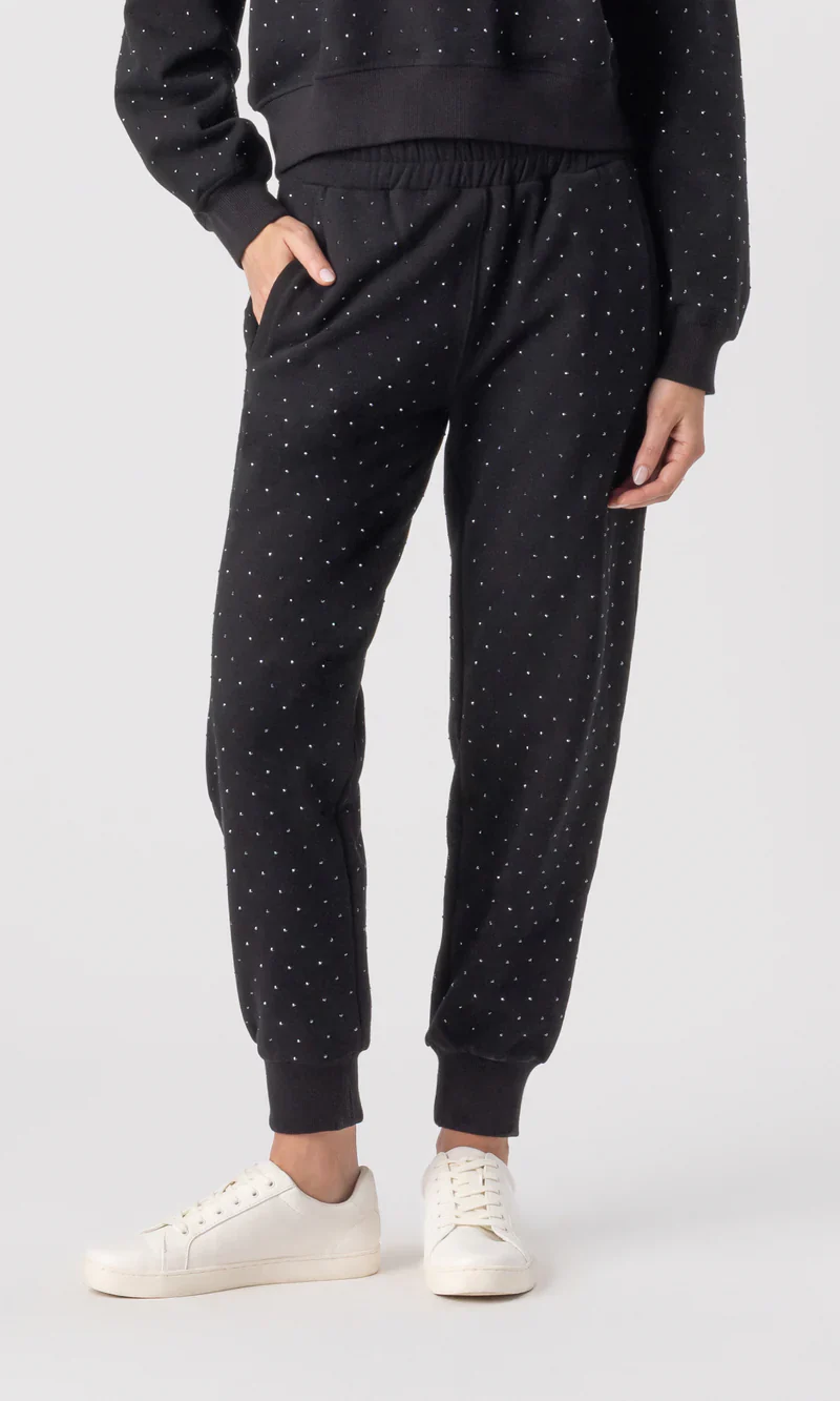 WOMENS BLACK CRYSTAL SWEATPANTS - Image 2