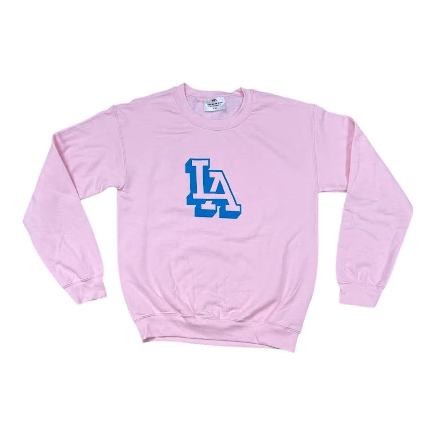 WOMENS LA LOGO PINK CREWNECK