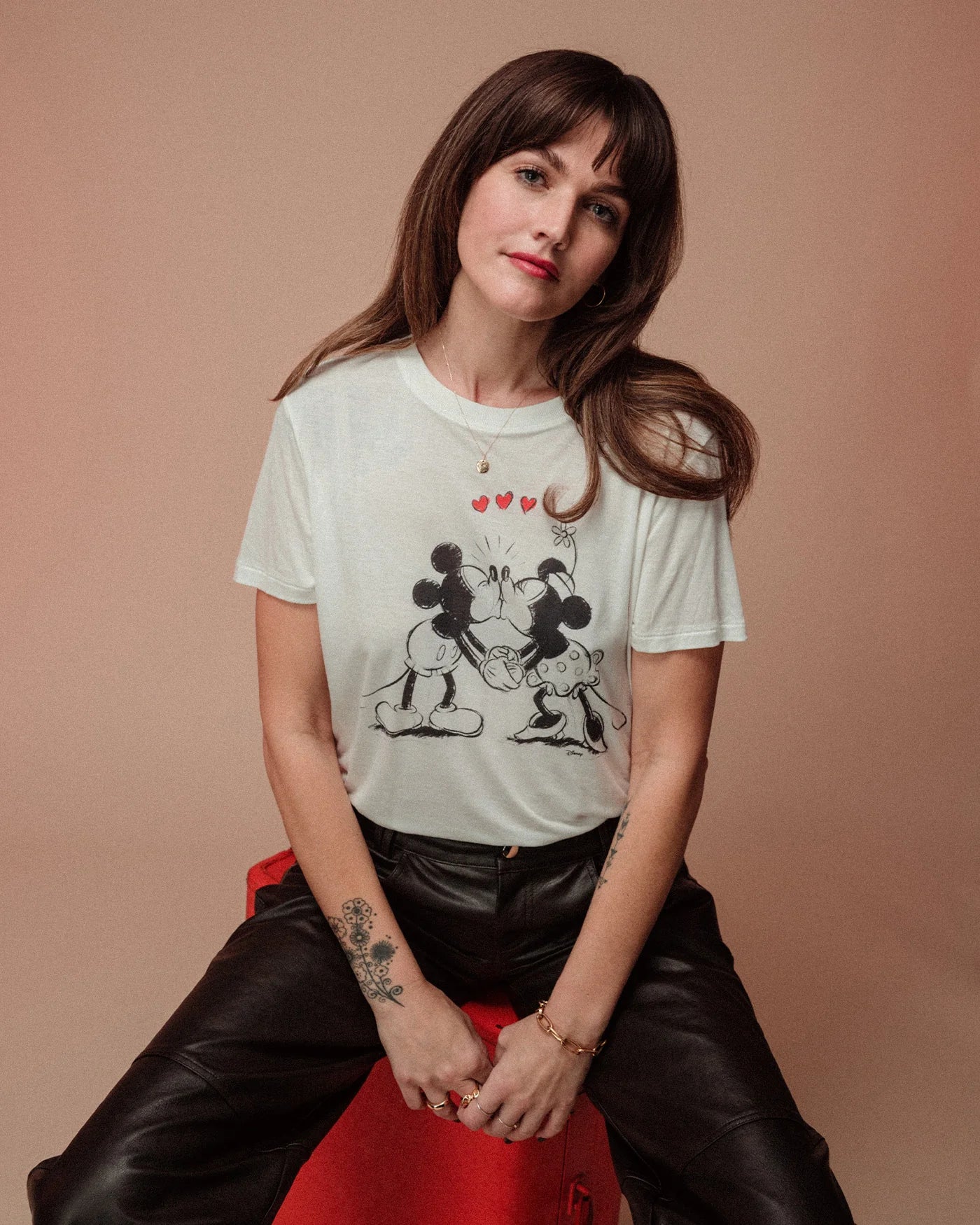 WOMENS MICKEY MINNIE MOUSE KISSES T-SHIRT - Image 2