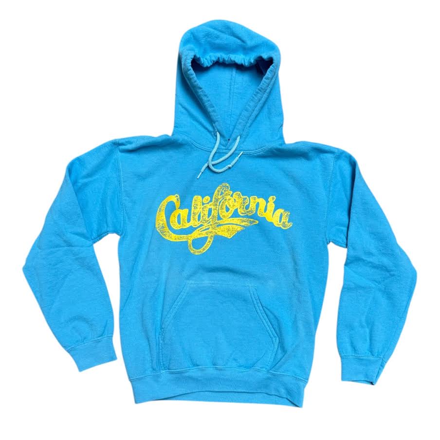 WOMENS NEON YELLOW CALIFORNIA BLUE HOODIE